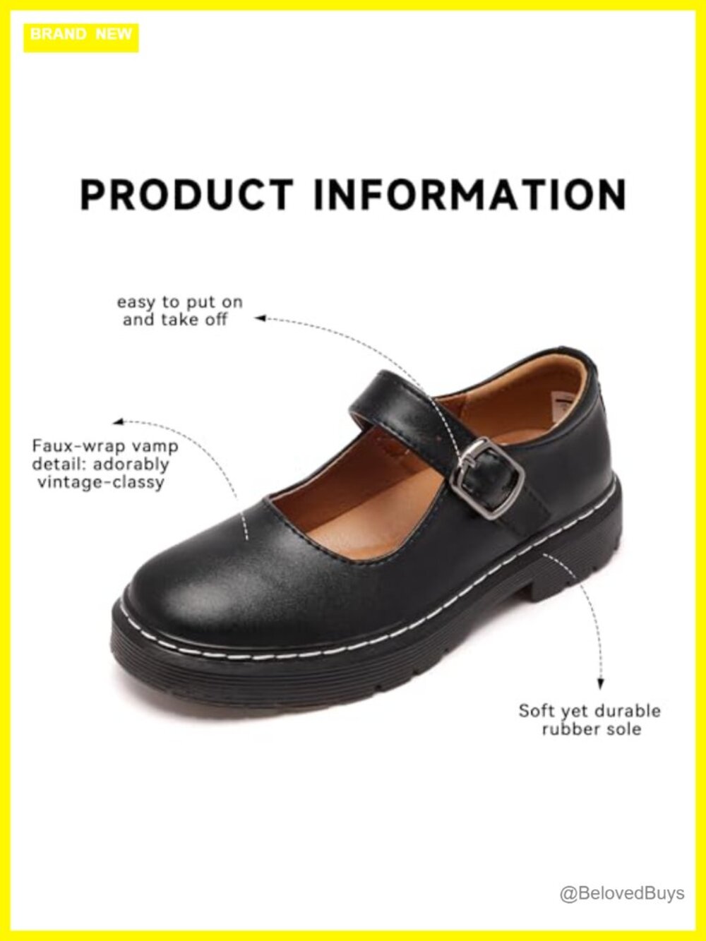 Vegan Leather Mary Jane Flats with Memory Foam Oxford Dress Shoes Work - Picture 3 of 6